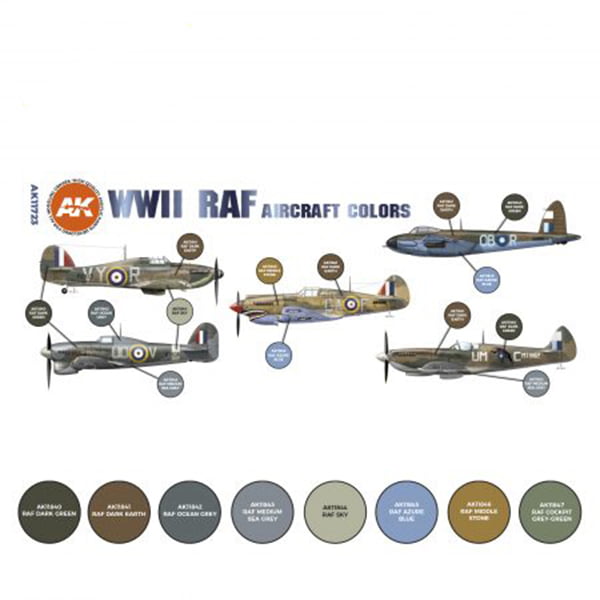 AK Interactive Acrylic 3rd Gen Air WWII RAF Aircraft Colors Paint Set