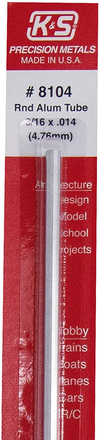 3/16 x 12 Aluminum Tube .014 Wall K&S Engineering 8104 • Canada's largest  selection of model paints, kits, hobby tools, airbrushing, and crafts with  online shipping and up to date inventory.