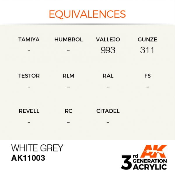 EQUIVALENCES AK Interactive Acrylic White Grey Standard 11003