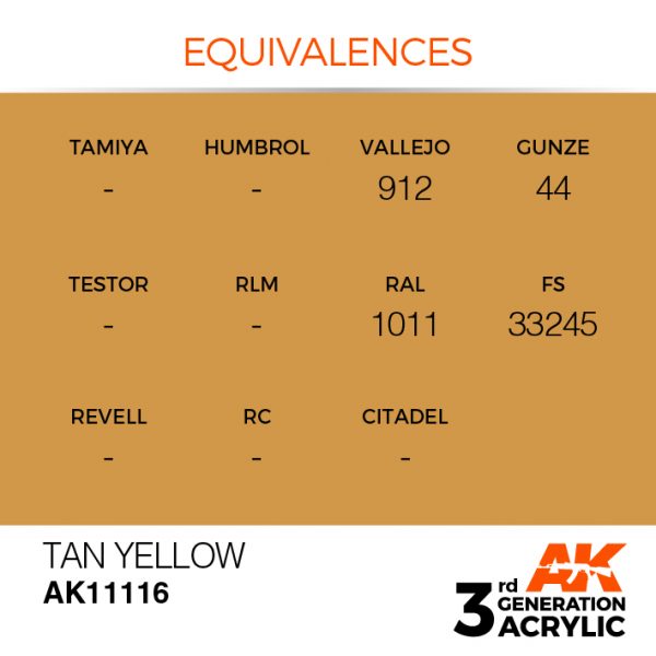 EQUIVALENCES AK Interactive Acrylic Tan Yellow Standard 11116