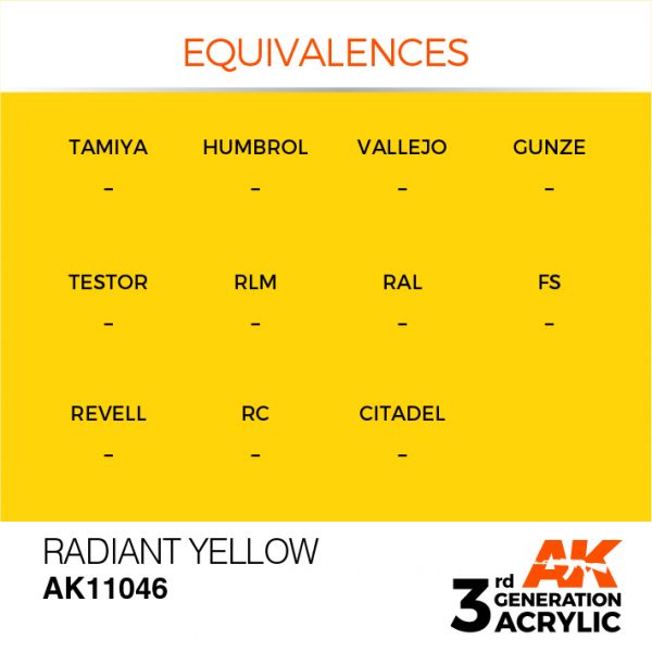 EQUIVALENCES AK Interactive Acrylic Radiant Yellow Standard 11046