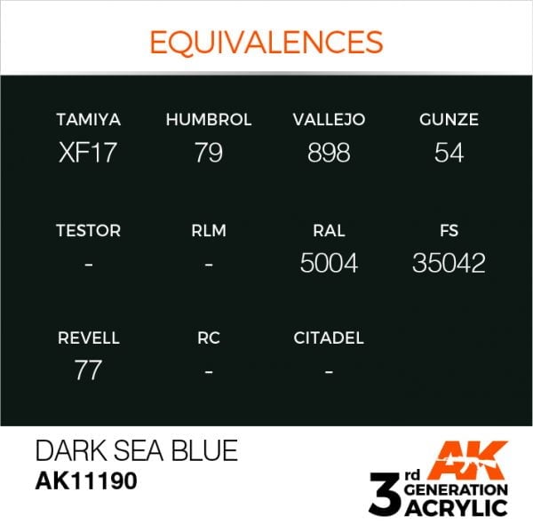 EQUIVALENCES AK Interactive Acrylic Dark Sea Blue Standard 11190