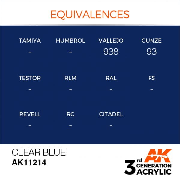 EQUIVALENCES AK Interactive Acrylic Clear Blue Standard 11214