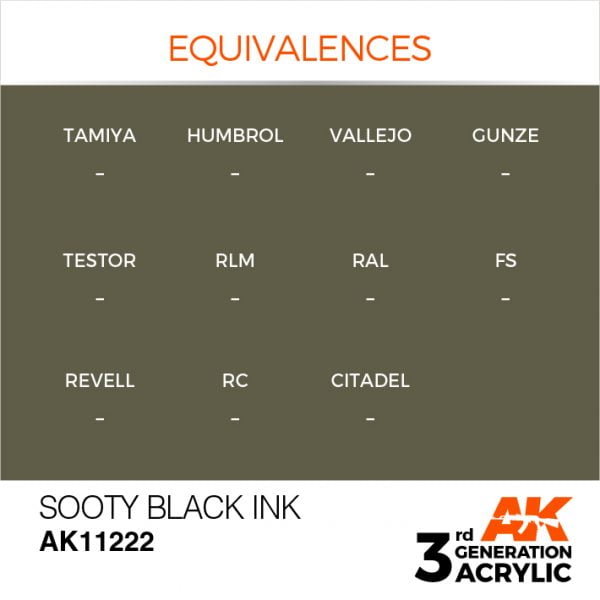 AK Interactive Acrylic Sooty Black Ink 11222