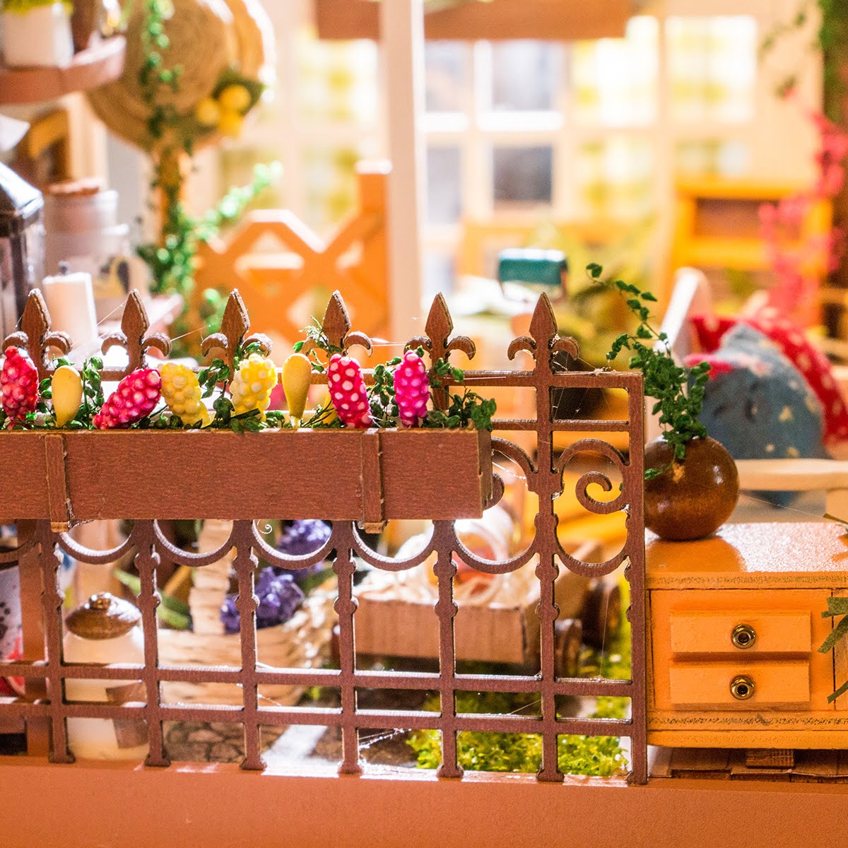 Robotime DIY Miniature Dollhouse Kit Millers Garden with LED Light