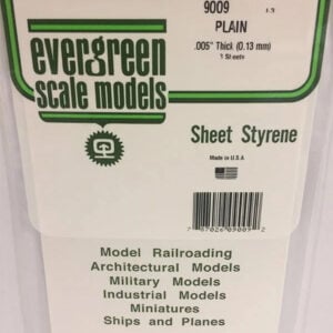 Evergreen .005 inch Thick Pack of 3 White Polystyrene Sheet EVE 9009 Package