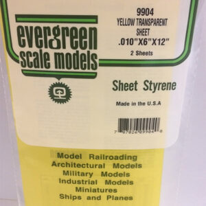 Evergreen 010 inch Thick Pack of 2 Yellow Polystyrene Sheet EVE 9904 Package