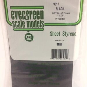 Evergreen 010 inch Thick Pack of 4 Black Polystyrene Sheet EVE 9511 Package