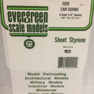 Evergreen .020 inch Thick N Scale Freight Car Siding Opaque White Polystyrene 2020 Package