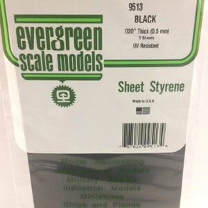 Evergreen 020 inch Thick Pack of 3 Black Polystyrene Sheet EVE 9513 Package