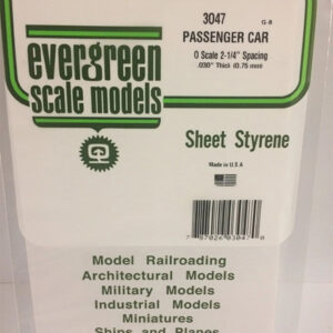 Evergreen .030 inch Thick O Scale Passenger Car Siding Opaque White Polystyrene 3047 Package