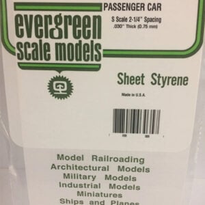 Evergreen .030 inch Thick S Scale Passenger Car Siding Opaque White Polystyrene 3035 Package