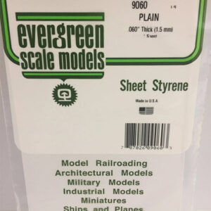 Evergreen .060 inch Thick Pack of 1 White Polystyrene Sheet EVE 9060 Package