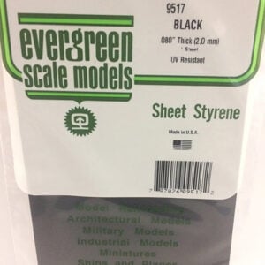 Evergreen 080 inch Thick Pack of 1 Black Polystyrene Sheet EVE 9517 Package