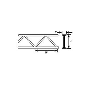 Height: 1/8" (3.2mm) Width: 3/16" (4.8mm) Thickness: 1/16" (1.6mm) Length: 6" (150mm) Plastruct Product Number: 90651