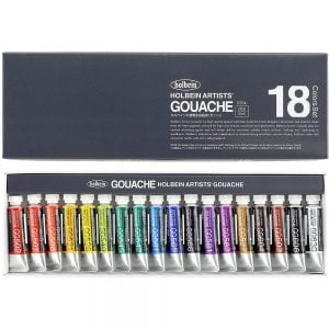 Holbein Acrylic Gouache Artists Paint Set of 18 5ml G704