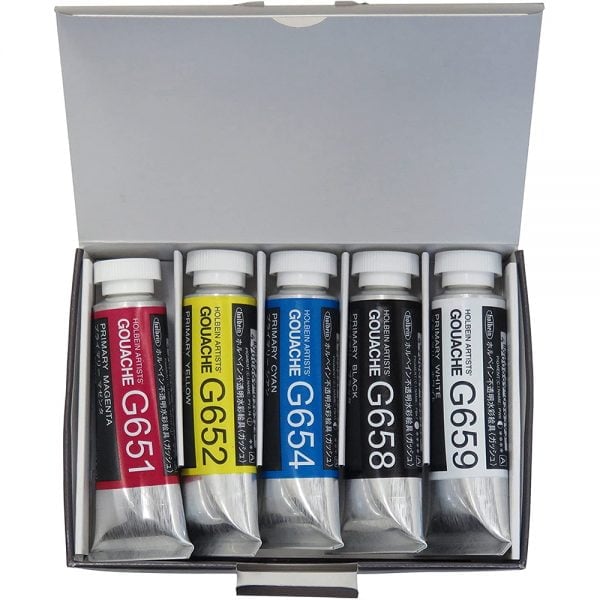 Holbein Acrylic Gouache Primary Paint Set of 5 15ml G741