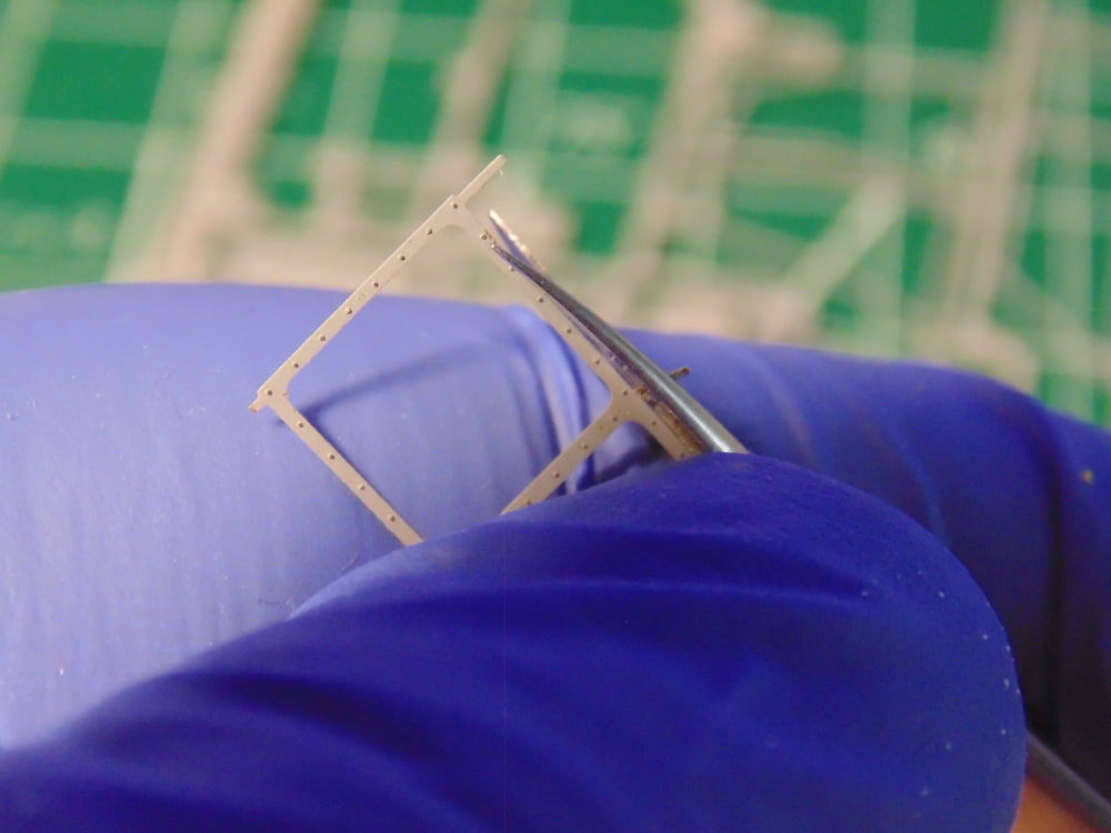 Tamiya Photo-etch cutters tight against a part removing the excess