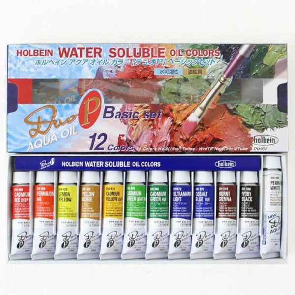 Holbein DUO Aqua Oil Set of 12 Colours 15ml tubes DU952