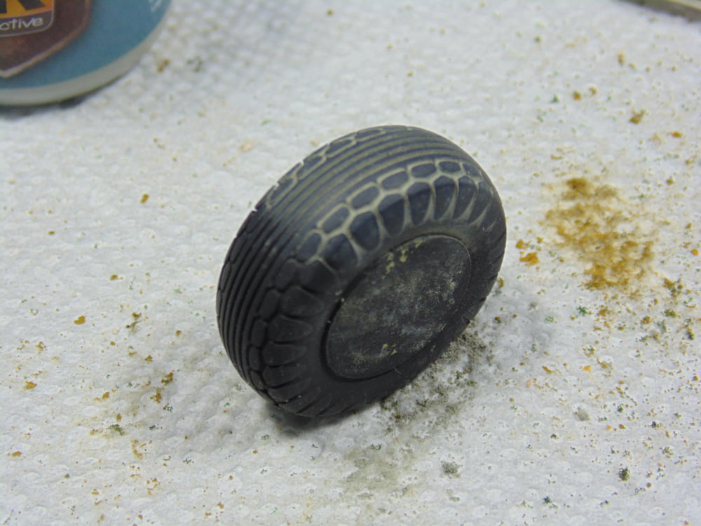 Tire with Tread Marks Highlighted