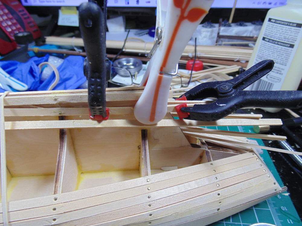 Rudder planks clamped