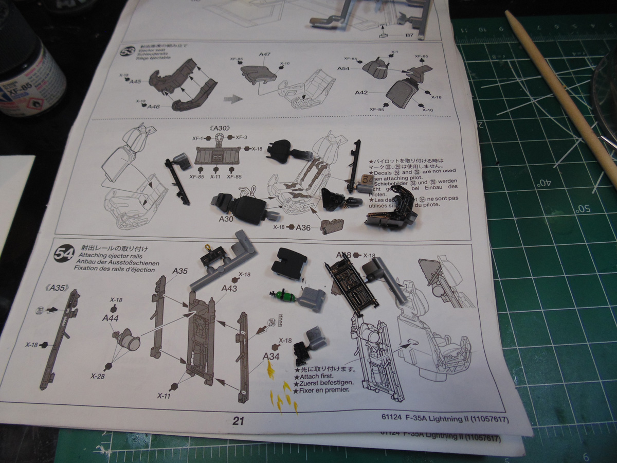 Ejection seat parts ready for assembly