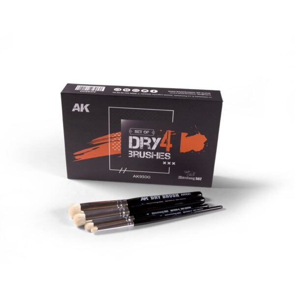 AK Interactive Dry Brush Set of 4 Brushes AKI 9300