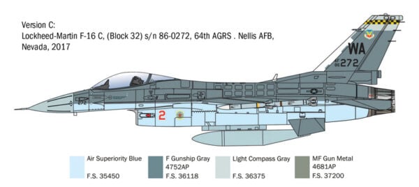 Italeri F-16C Fighting Falcon 1/48 Scale 2825