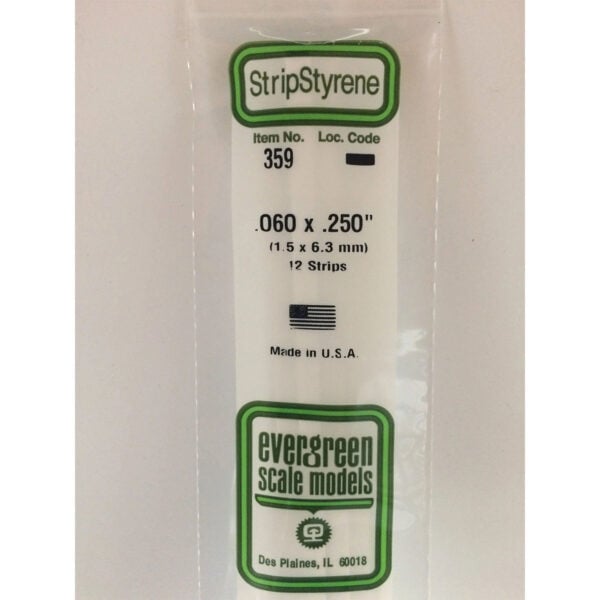 Evergreen 24 inch Long White Strips .060in x .250in Pack of 12 EVE 359