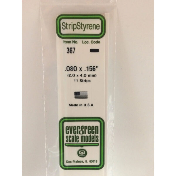 Evergreen 24 inch Long White Strips .080in x .156in Pack of 11 EVE 367