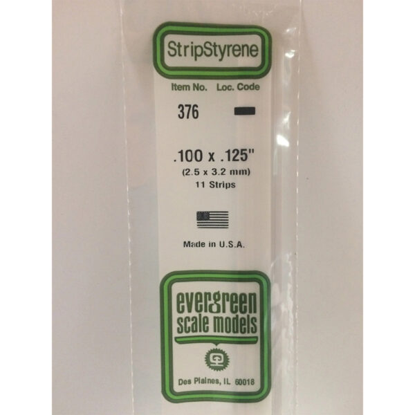 Evergreen 24 inch Long White Strips .100in x .125in Pack of 11 EVE 376