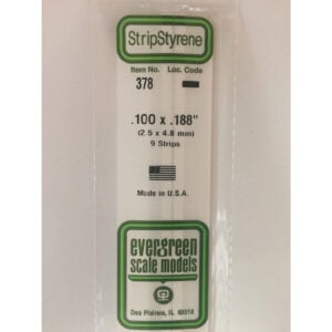 Evergreen 24 inch Long White Strips .100in x .188in Pack of 9 EVE 378