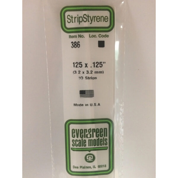 Evergreen 24 inch Long White Strips .125in x .125in Pack of 10 EVE 386