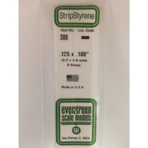 Evergreen 24 inch Long White Strips .125in x .188in Pack of 8 EVE 388