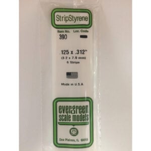 Evergreen 24 inch Long White Strips .125in x .312in Pack of 6 EVE 390