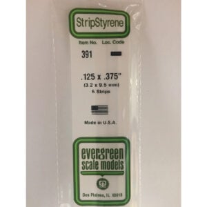 Evergreen 24 inch Long White Strips .125in x .375in Pack of 6 EVE 391