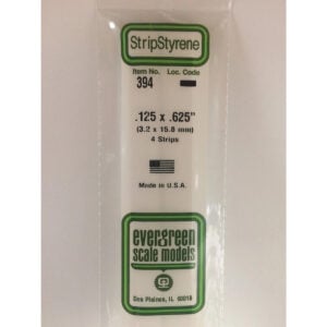 Evergreen 24 inch Long White Strips .125in x .625in Pack of 4 EVE 394