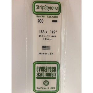 Evergreen 24 inch Long White Strips .188in x .312in Pack of 5 EVE 400