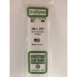 Evergreen 24 inch Long White Strips .188in x .375in Pack of 4 EVE 401