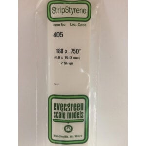 Evergreen 24 inch Long White Strips .188in x .750in Pack of 2 EVE 405