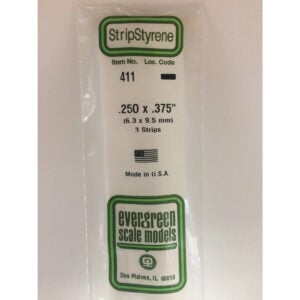 Evergreen 24 inch Long White Strips .250in x .375in Pack of 3 EVE 411