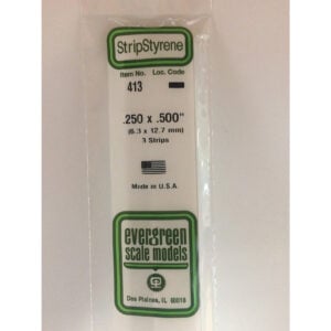 Evergreen 24 inch Long White Strips .250in x .500in Pack of 3 EVE 413