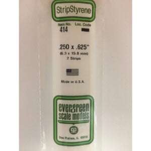 Evergreen 24 inch Long White Strips .250in x .625in Pack of 2 EVE 414