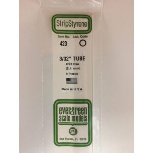 Evergreen 24 inch Long White Tubing .093in Pack of 9 EVE 423