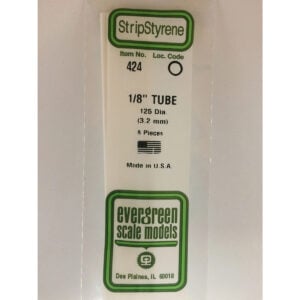 Evergreen 24 inch Long White Tubing .125in Pack of 8 EVE 424