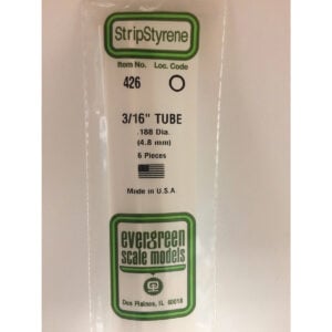 Evergreen 24 inch Long White Tubing .187in Pack of 6 EVE 426