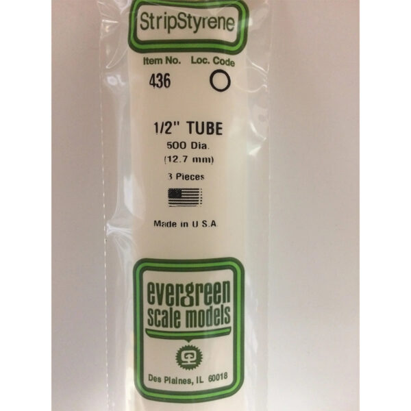 Evergreen 24 inch Long White Tubing .500in Pack of 3 EVE 436