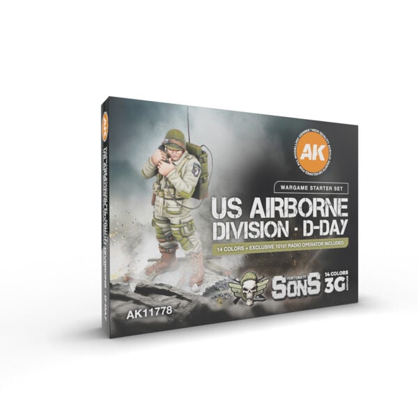 AK Interactive 3rd Generation US Airborne Division D-Day Military Miniature Starter Set of 14 Paint Set with 1 Figure AKI 11778