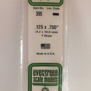 Evergreen 24 inch Long White Strips .125in x .750in Pack of 3 EVE 395