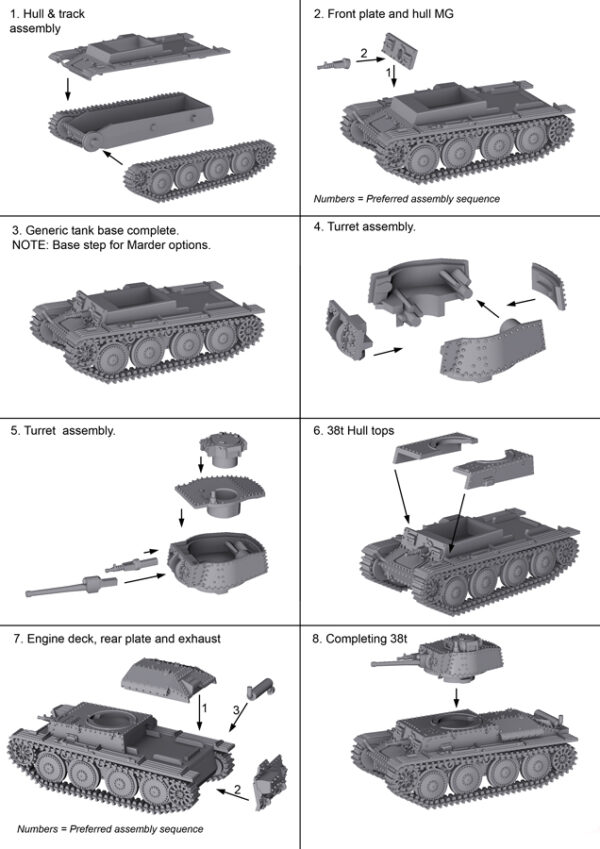 Plastic Soldier Company German Panzer 38(t) and Marder Varients Set of 3 Vehicles 1/72 Scale PSC WW2V20019